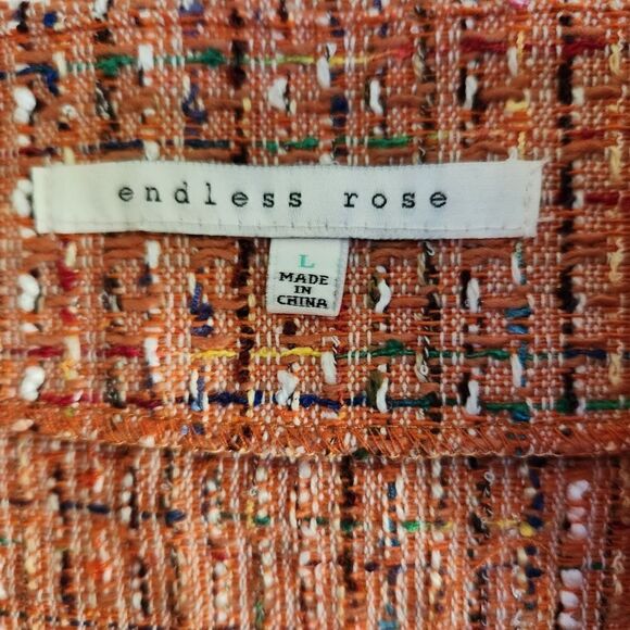 NWOT Endless Rose Tweed Frayed Hem Pencil Mini Skirt Size Large - Picture 5 of 6